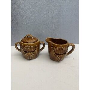 Vintage Arizona Cow Skull Cowboy Art Creamer Sugar Golden Aspen by Thrifco Japan